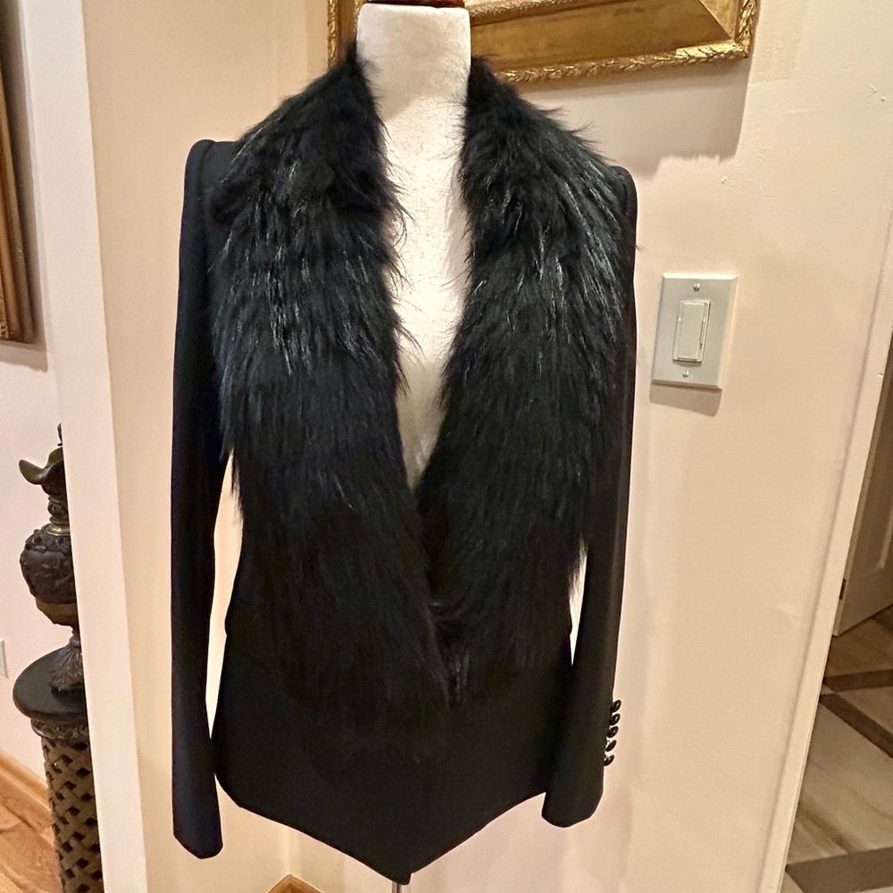 Elegant Black Roberto CAVALLI  Faux Fur Women's Jacket